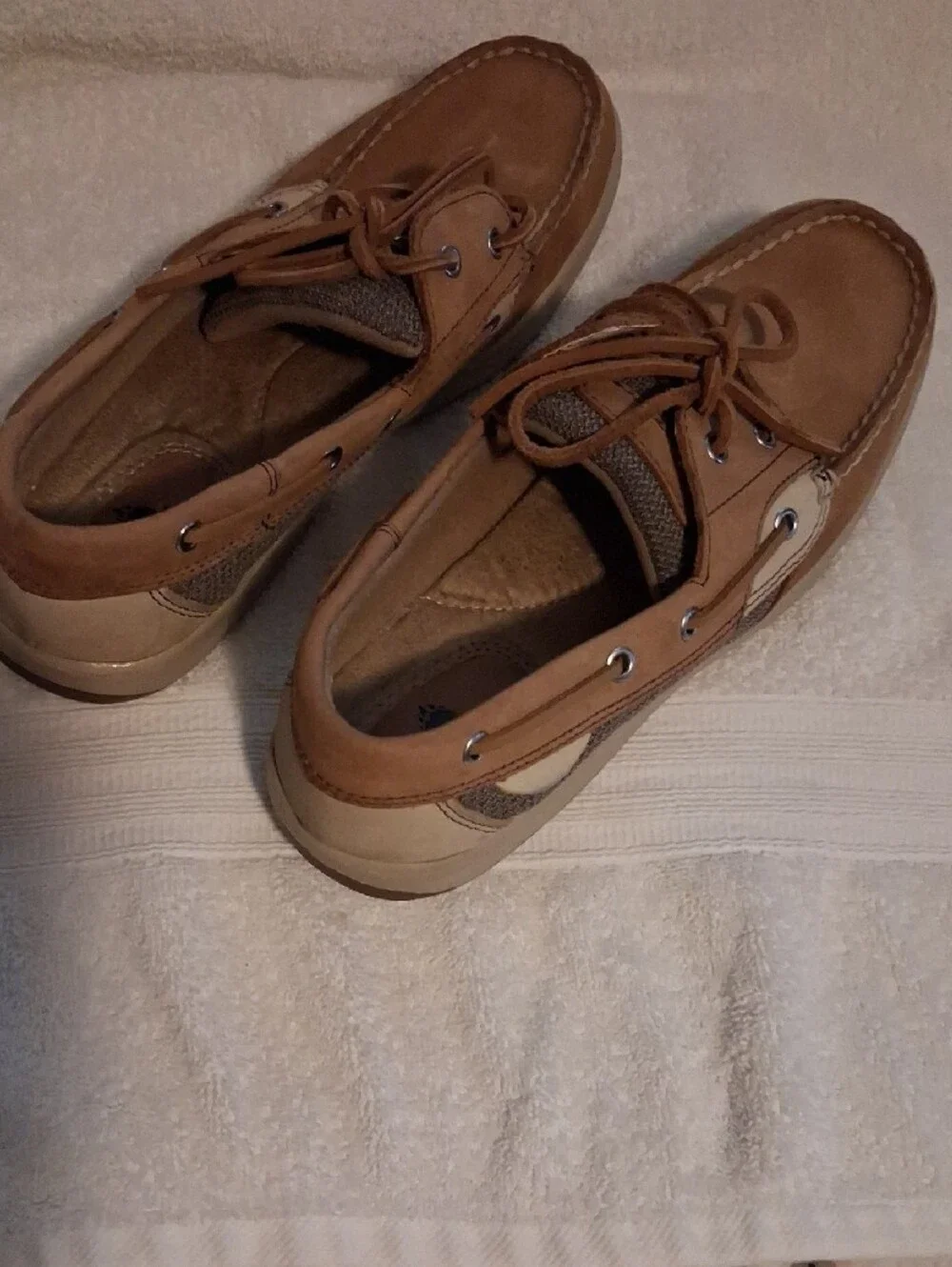 Aloha Island Brown and Cream Leather Boat Shoes